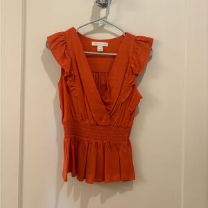 Monteau, Orange Peplum Top, Small